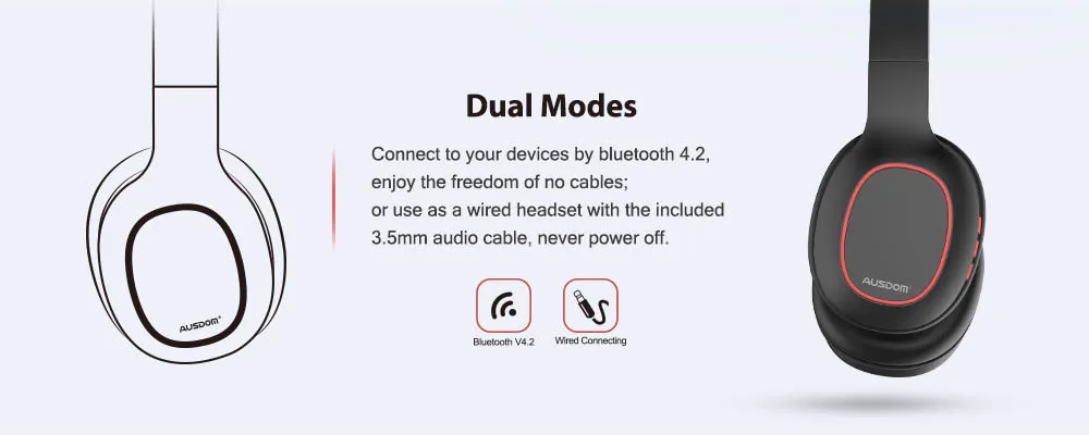 Ausdom M09, беспроводные наушники, Bluetooth 4,2, гарнитура, складные, глубокий бас, Bluetooth наушники для iPhone, Xiaomi, поддержка TF карты