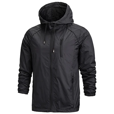 TACVASEN непромокаемая куртка для мужчин, водонепроницаемая походная куртка, Солнцезащитная верхняя одежда, ветрозащитная летняя куртка для скалолазания с карманом - Цвет: Black