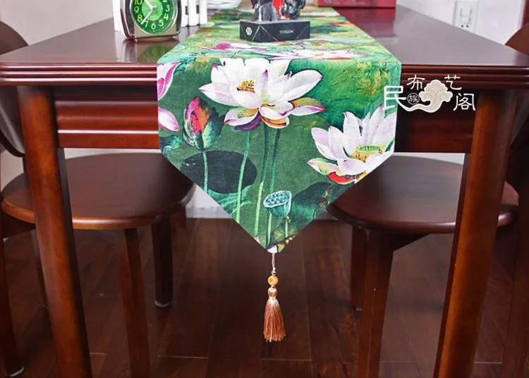 270 Китайский Лотос с цветочным принтом стол Ужин бегун коврик орнамент 30*180 см Обратный Оптом