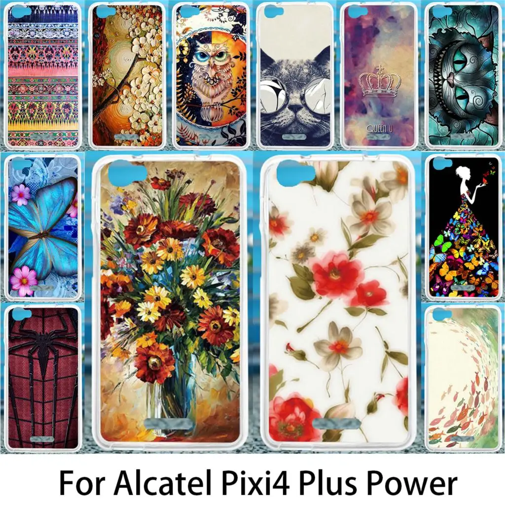 

Akabeila Soft Case For Alcatel Pixi 4 Plus Power Silicon Cases 5023 5023E 5023F DIY Painted Anti-knock Cover