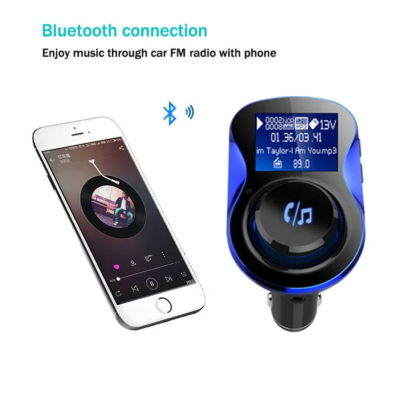 

Wireless Car Kit Bluetooth FM Transmitter AUX Input Handsfree Car MP3 Player FM Modulator 5V 3.4A Dual Charger with TF Card Slot
