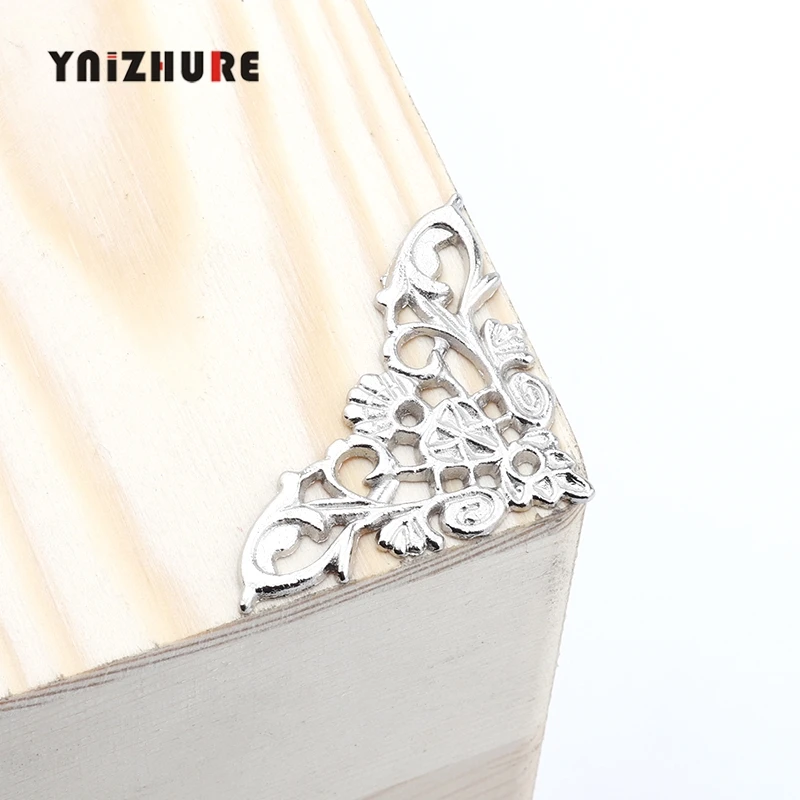 

Zinc Alloy Wooden Box Coner,Wine Box Protector,Embellishment Findings Triangle Corners Antique Flower Hollow,20Pcs