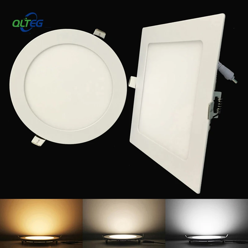 Dimmable LED Recessed Light Panel Ceiling Down Light Ultra Thin Round & Square 