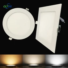 Panel Downlight LED ultrafino, 3W, 6W, 9W, 12W15W, 18W, redondo/cuadrado, luz LED empotrable de techo, AC85-265V, lámparas regulables
