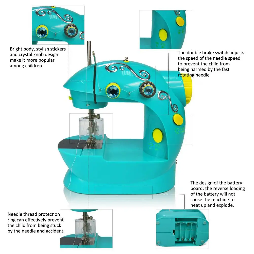 Мини Многофункциональная бытовая электрическая детская портативная швейная машина Brinquedo Presente