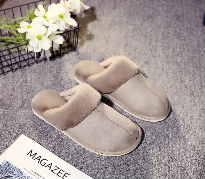 New Arrival Durable Home Slippers Unisex Micro Suede Upper Sheepskin Warm Comfortable Fur Plush Winter Slippers (36)
