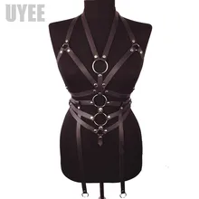 UYEE из искусственной кожи жгут трендовые сексуальные ремни Harajuku для женщин тонкий Шипованный панк боди для взрослых Фетиш Связывание Подвязки нагрудный ремень LB-090