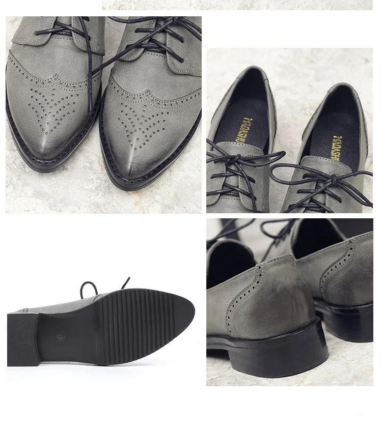 YEELOCA/женские броги в британском ретро-стиле; тонкие туфли с острым носком на низком квадратном каблуке; Туфли-оксфорды для отдыха на шнуровке в духе колледжа