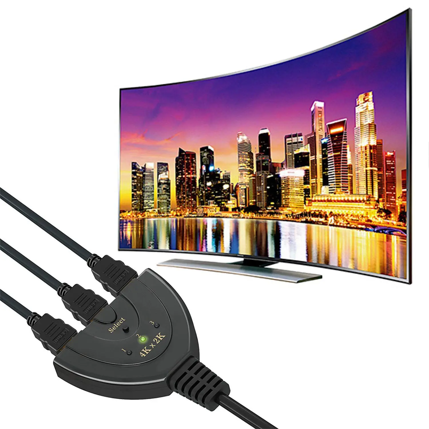 HDMI коммутатор 4 К, 3-порт HDMI сплиттер HDMI Коммутатор поддерживает 4 К/полный HD1080p/3D с высокой скоростью помощью соединительного кабеля