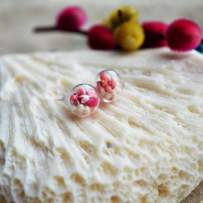 

925 sterling silver babysbreath real flowers stud earrings for women fashion diy vintage fine accessories jewelry