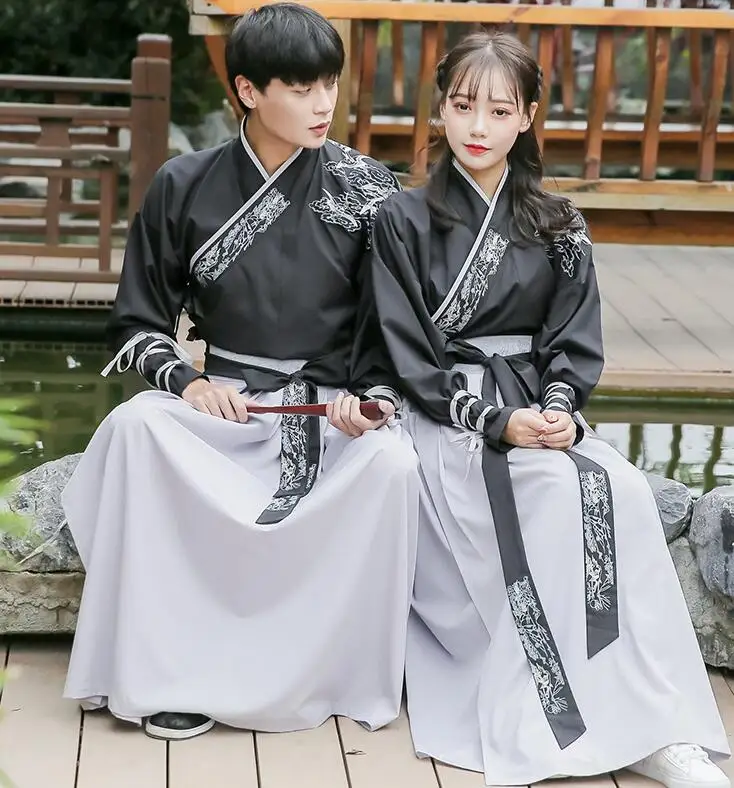 Модный осенне-зимний hanfu мужской женский костюм пары cp студентов ежедневно школьные костюмы рыцарь-errant cos сценические костюмы