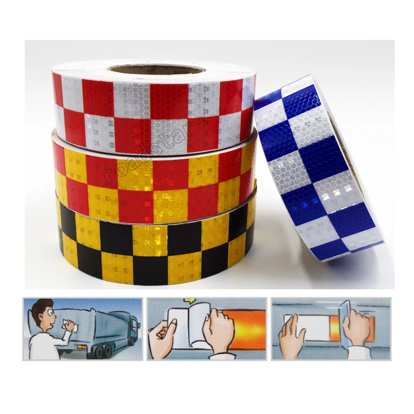 Luminous tape luminous sticker tape caution warning tape Roadstar 3M acrylic adhesive shining reflective warning tape/Square printing reflective tape For cars Safety RS-6490P