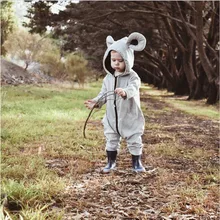 PUDCOCO/детская одежда для маленьких мальчиков и девочек; Повседневная теплая зимняя одежда; Детский комбинезон с капюшоном и объемными ушками и животными; От 0 до 3 лет