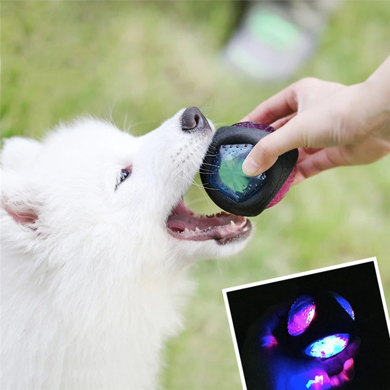 Dog's Bouncy Toy Rubber Ball Bite-resistant Pet Teeth Grinding Training Ball with Sound and Multi-color Lights Squeaky Balls Toy