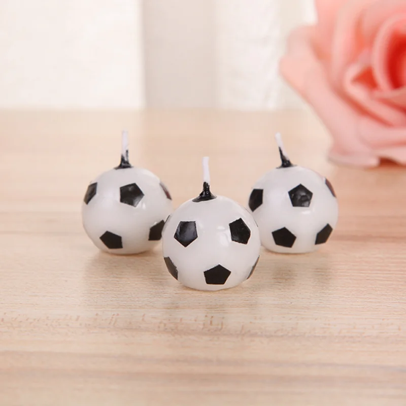 

3 Pcs/set Kawaii Football candle Kid's Birthday Cake Cupcake Toppers Birthday party Creative Baby shower Cake Candles