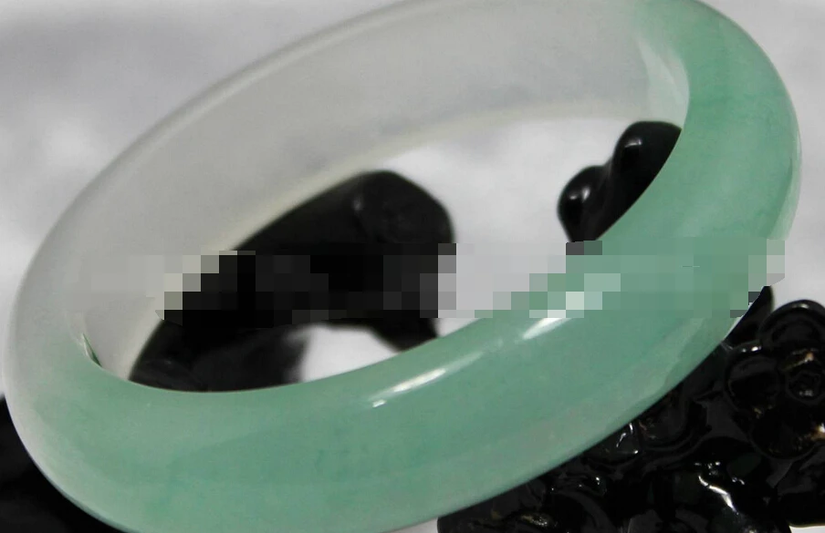 

0122 CHINA FINE EMERALD GREEN WHITE JADE BANGLE BRACELET