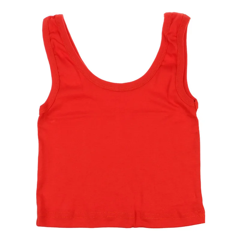 Модные летние для женщин жилет без рукавов Высокая талия хлопок Короткие U Crop Топы корректирующие - Цвет: Красный
