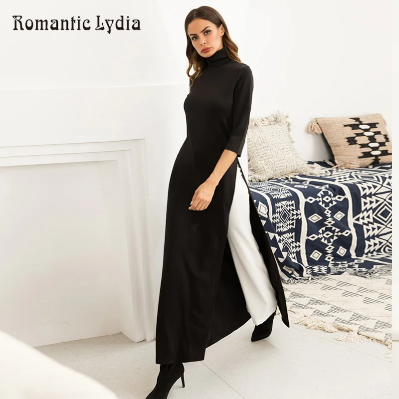 black turtleneck dress maxi