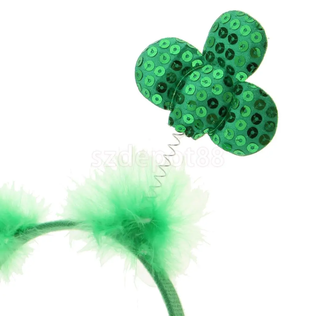 Festival Novelty Saint Patrick Day Party Head Bopper Shamrocks Headband Green Sequin Irish Headwear Photo Props Gift