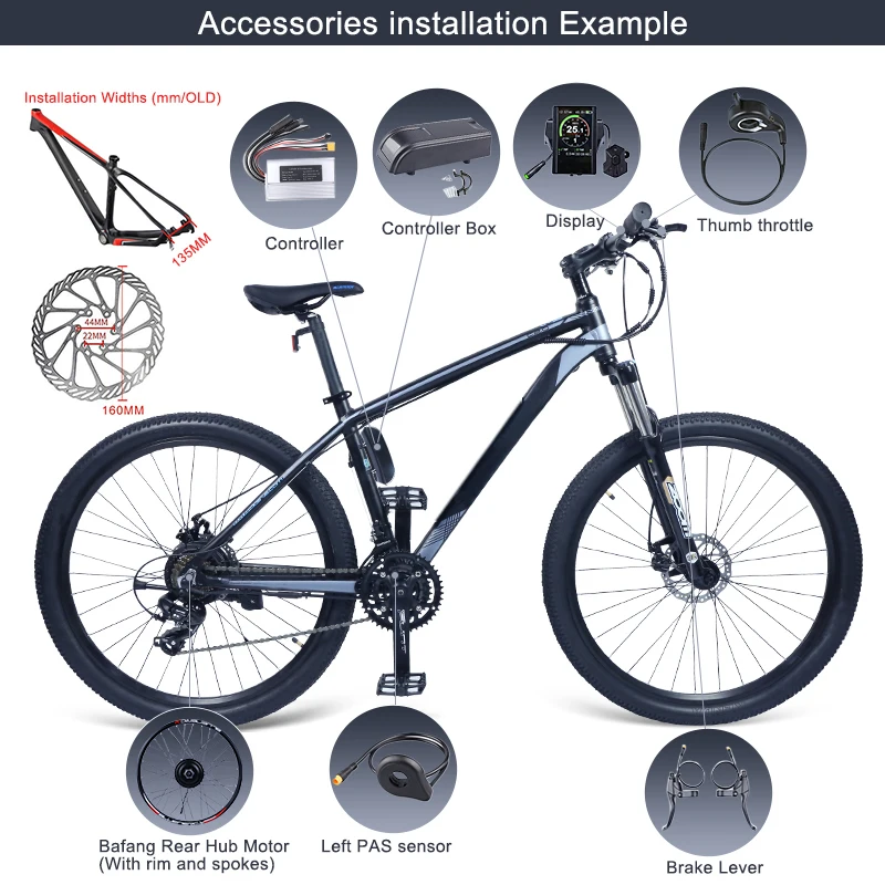 48V 500W Bafang задний привод для велосипеда комплект преобразования электрического
