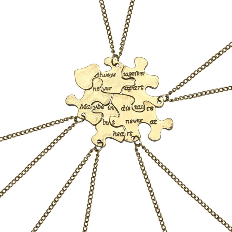 

"Always Together Never Apart"5 Pcs/Set Best Friends Necklaces For Women Girls Vintage Puzzle Necklace Bff Family Jewelry 2019