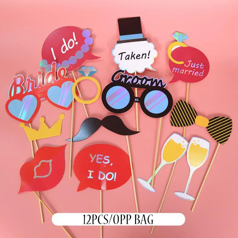 

Wedding decoration Bride To Be Photo Props Set Bachelorette Party Supplies Bridal Shower Hens Night Accessories 12pcs/lot