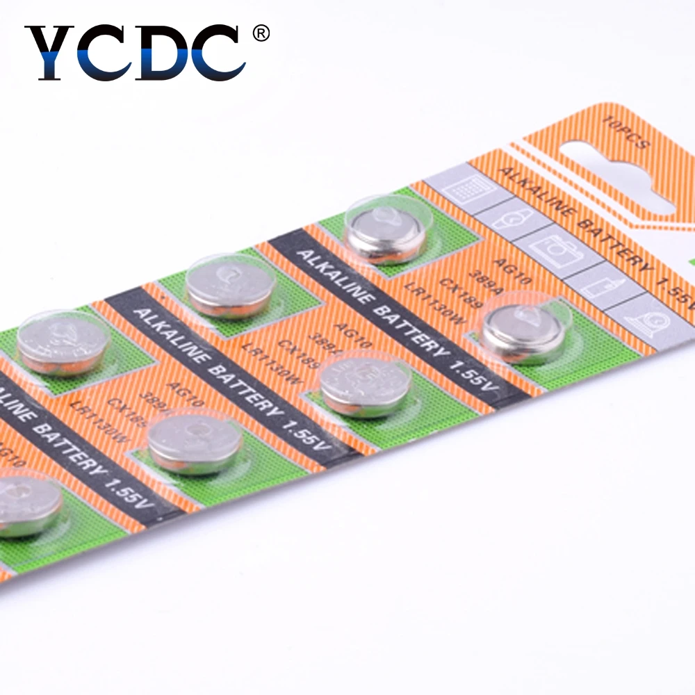 YCDC 10 шт. аккумулятор таблеточного типа AG6 AG12 AG8 AG9 AG10 AG11 1,5 V lr1130 акумуляторная батарея ворс ag6 pour montre