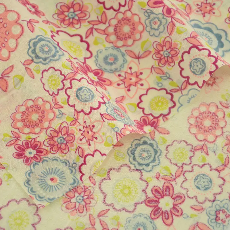 Розовый и зеленый цветок клетчатый дизайн хлопок тканевый измеритель ткани Tissus Au Metre Tecidos De лоскутное шитье платье материал