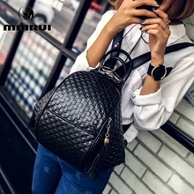 2016 Brand Women Casual Leather Backpacks Tassels PU Shoulder Bags School Bags Fashion Girls Multifunction Bat Bag Golden/Silver
