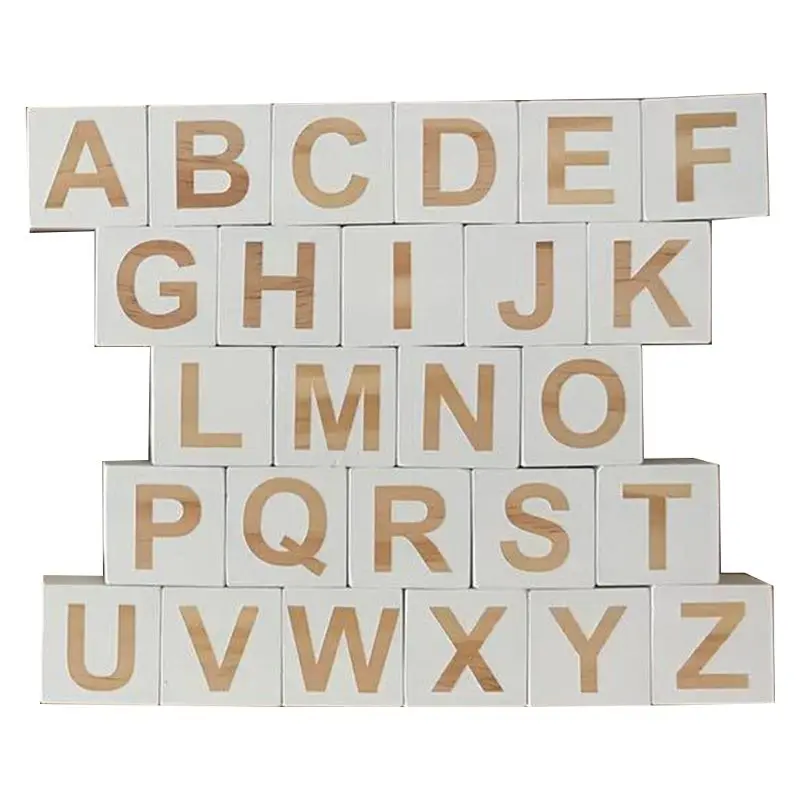 

Photography Props Accessories Solid Wood Square Block Baby Learning 26 English Letter Cube Kids Infant Room Decoration Crafts