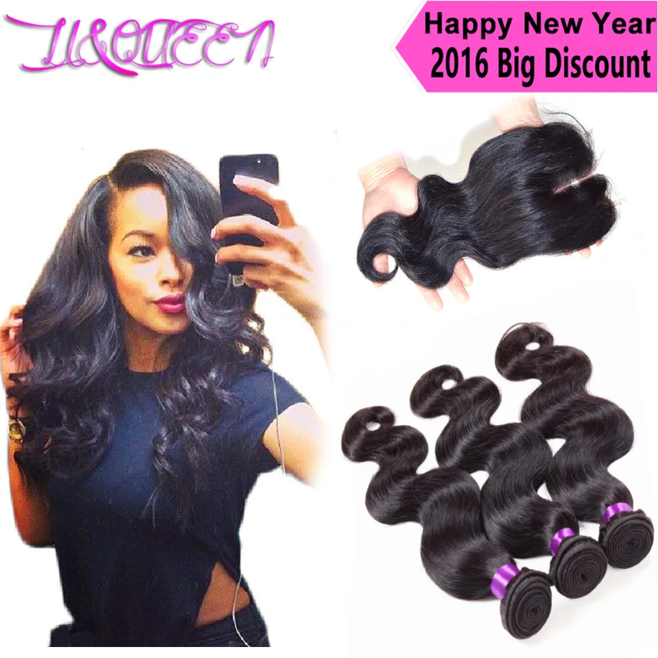 Brazilian virgin hair with closure queen hair product brazilian hair weave bundles with closure brazilian body wave with closure