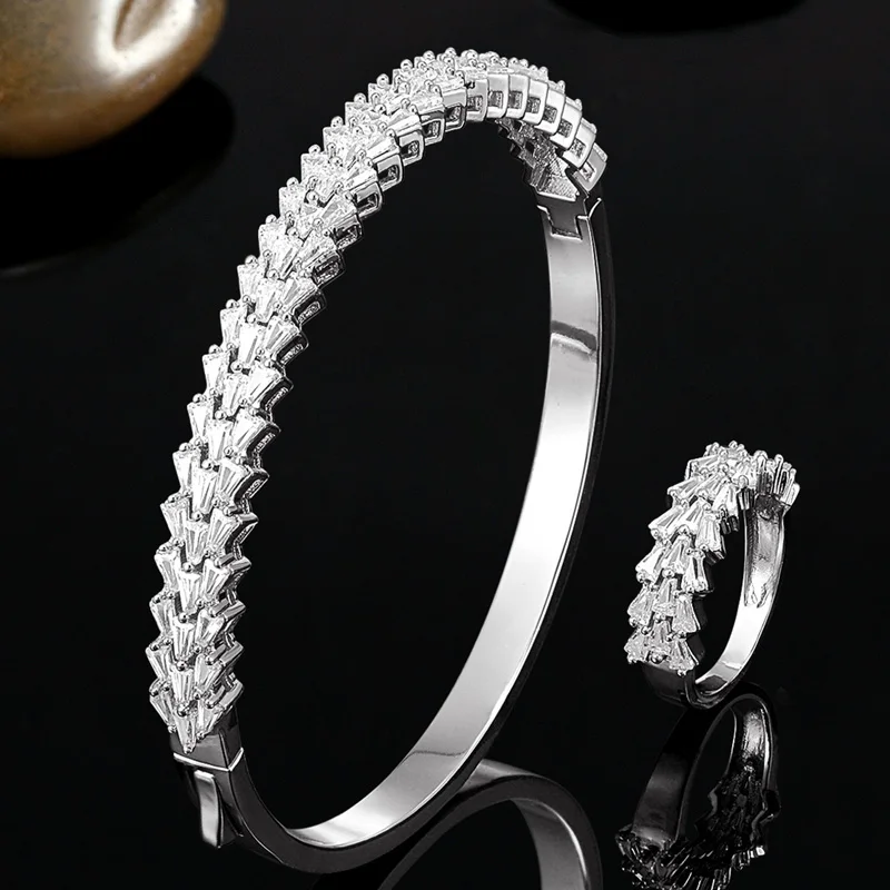 

Great Quality AAA cubic zircon Bangle&Bracelet For Women Men Wedding Joias Baguette bracelet bangle copper Love Bangles Pulseira
