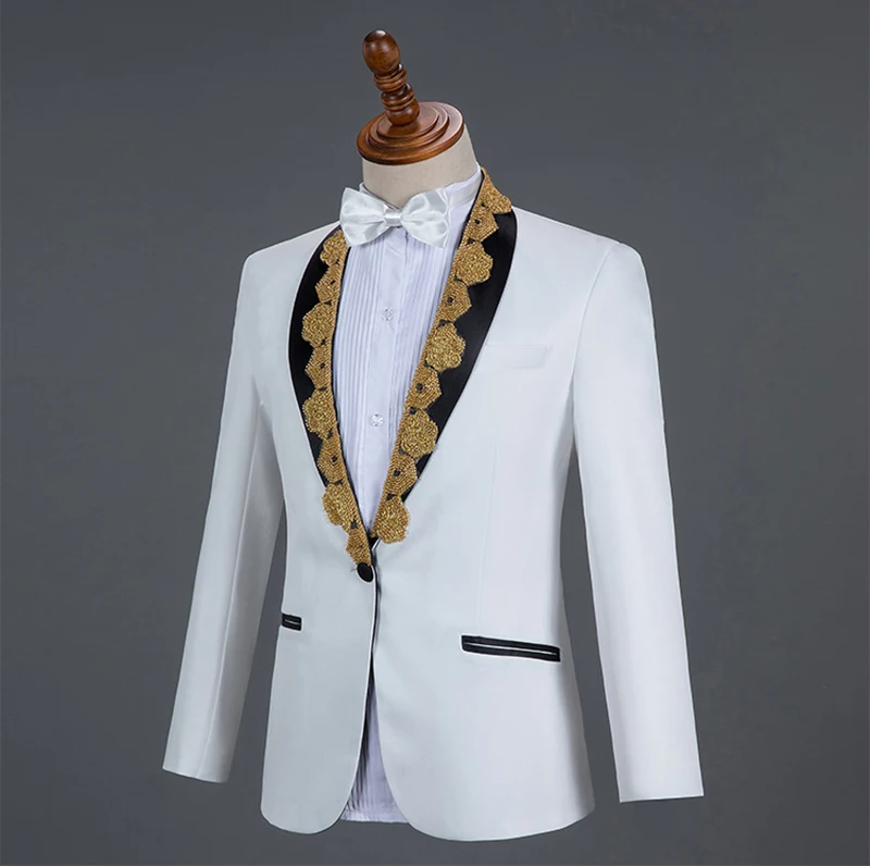 Shenrun Men's 2-Piece Suit Wedding Groom Tuxedos Praty Prom Jacket Pants Host Singer Drummer Chorus Musician Male Stage Costumes