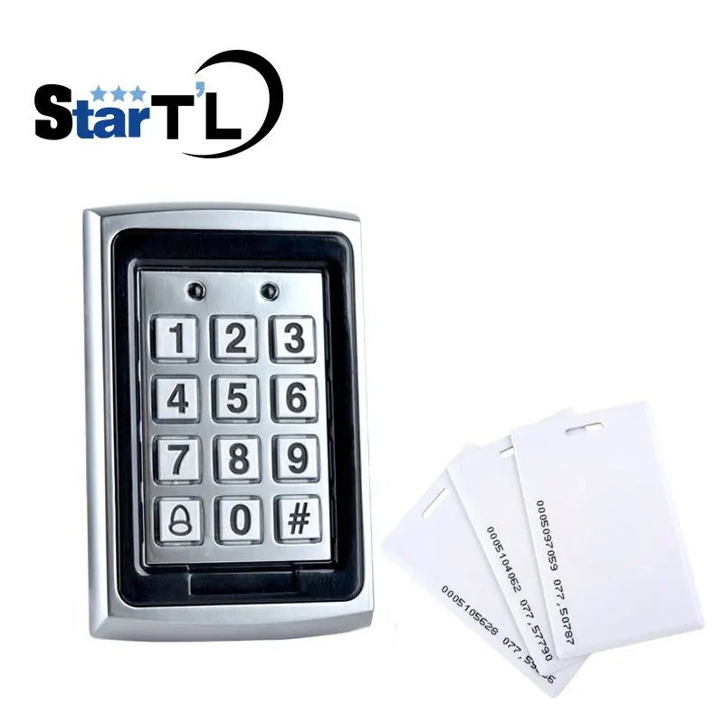

Free Shipping Metal Rfid Access Control Keypad Support 1000 Users 125KHz ID Card Reader+10 Piece 125khz RFID Card