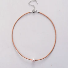 Чокеры, Пресноводный Жемчуг, натуральная кожа, колье, ожерелье, женское простое ожерелье, натуральный жемчуг, ювелирное изделие, Прямая поставка