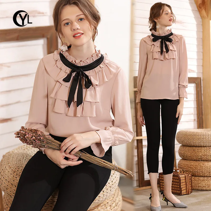 OUYALIN L XXXL 4XL 5XL Плюс Размер Женская блузка 2018 Офисная с длинным рукавом бантом и