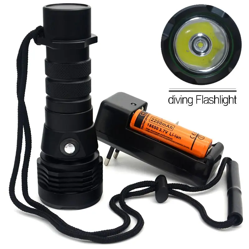 

New Scuba Diving Flashlight Torch Lamp CREE XM-L2 LED Waterproof Lantern For Outdoor Diving Camping