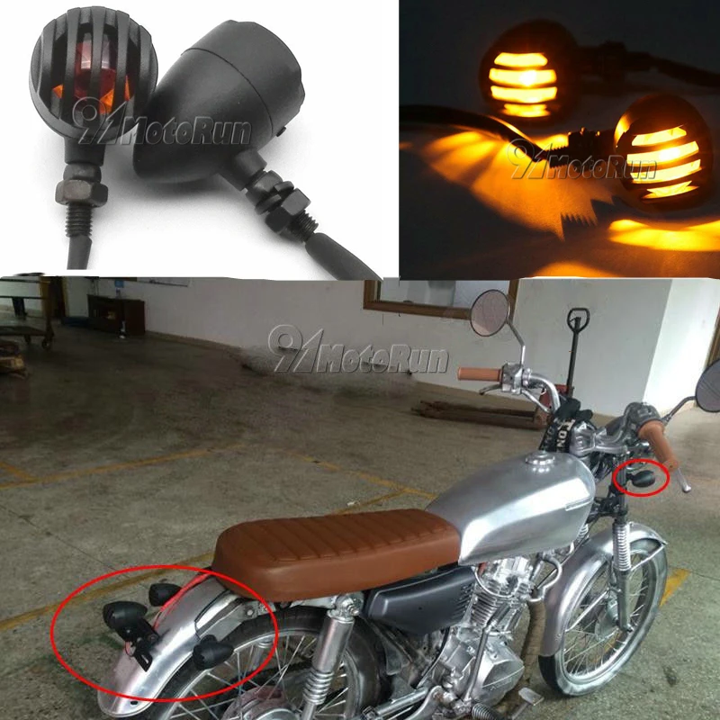 

2x Black Motorcycle Grill Turn Signals For Honda VT Shadow Ace 700 750 1100 VTX1300/Yamaha V-Star XVS 650 1100 Custom Silverado