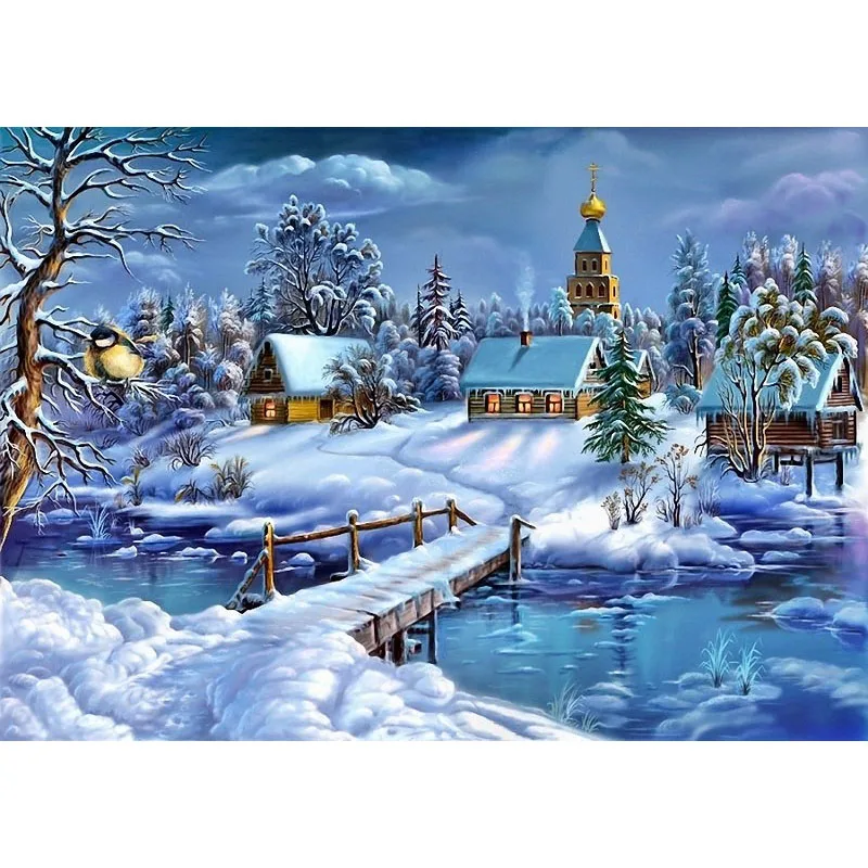 Full square diamond 5D DIY diamond painting Winter snow round diamond