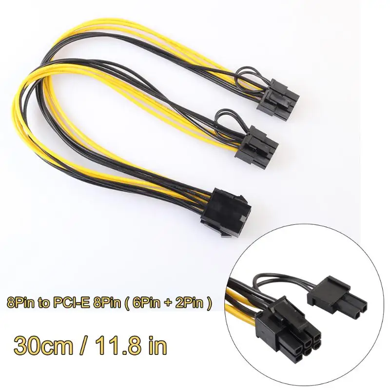 2pcs GPU PCIe 8Pin to Graphics Video Card Double PCI-E PCIe 8Pin(6Pin+2Pin) Power Supply 18AWG Wire Splitter Cable for mining