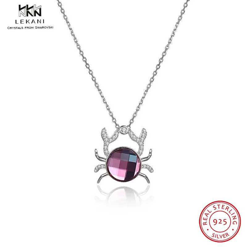 LEKANI Crystals From Swarovski Necklace 925 Sterling Silver Animal Crab Pendant Ms. Geometric Personality Gift | Украшения и