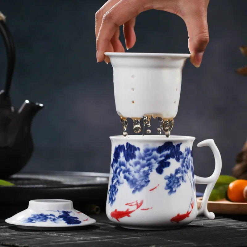 350 мл Креативный дизайн офисная посуда Китайский Цзиндэчжэнь костяной фарфор фильтр для чайной чашки