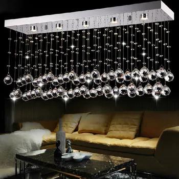 

Restaurant chandelier modern simple crystal lamp LED rectangular bar living room dining hall aisle lights turn off the lights