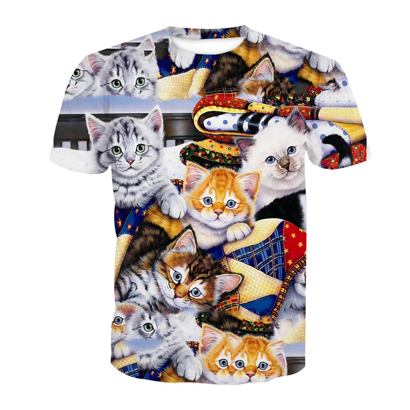 New Surprised Cats T shirt Fluffy Cuddly Terrified Cat Faces Awesome ...