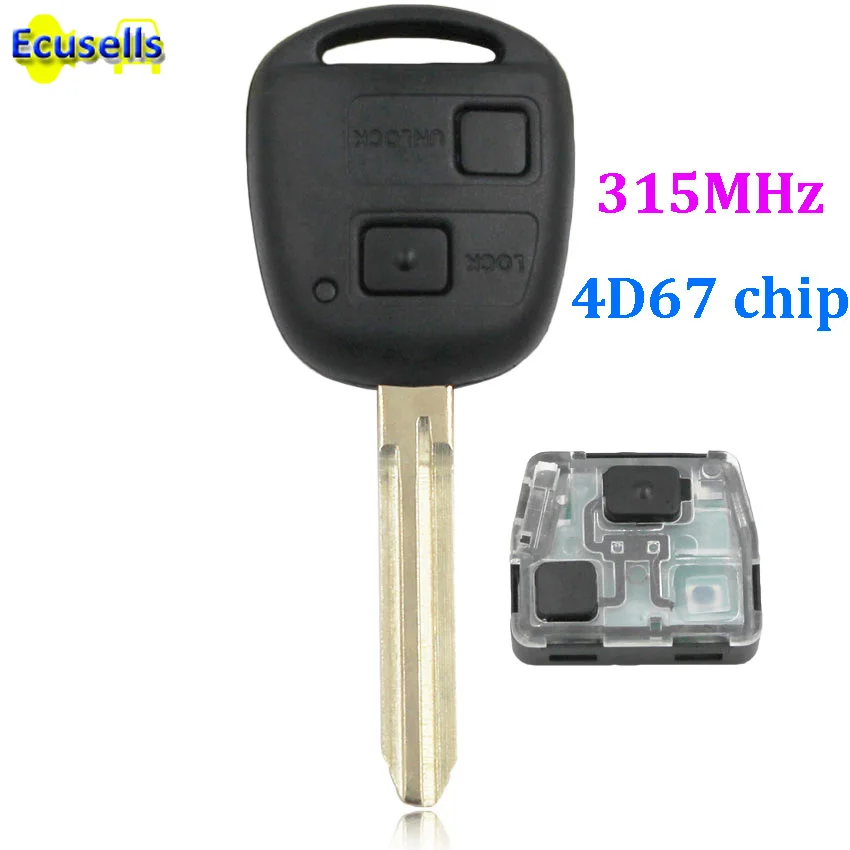 

2 Buttons 315MHZ Complete Remote Key with 4D67 CHIP for Toyota RAV4 COROLLA YARIS CAMRY