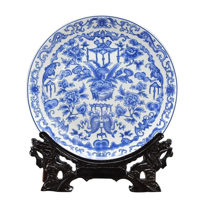 Blue and white porcelain wedding gift plates home decoration craftsin