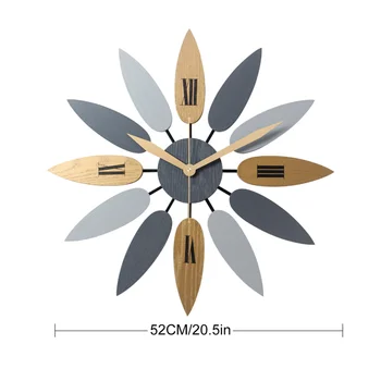 

Retro Silent Clock Modern Design Vintage Kitchen High Quality Unique Nordic Style Leaf Pattern Mute Quartz Wall Clock 3DBGJ07