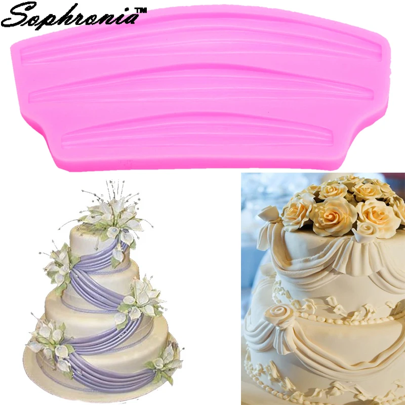 

Sophronia Chocolate Mold Classic Swag Cake Border Cupcake Mold Ribbon Mould Baking Sugarcraft Cake Tool , 22.1*11.2*1.3CM