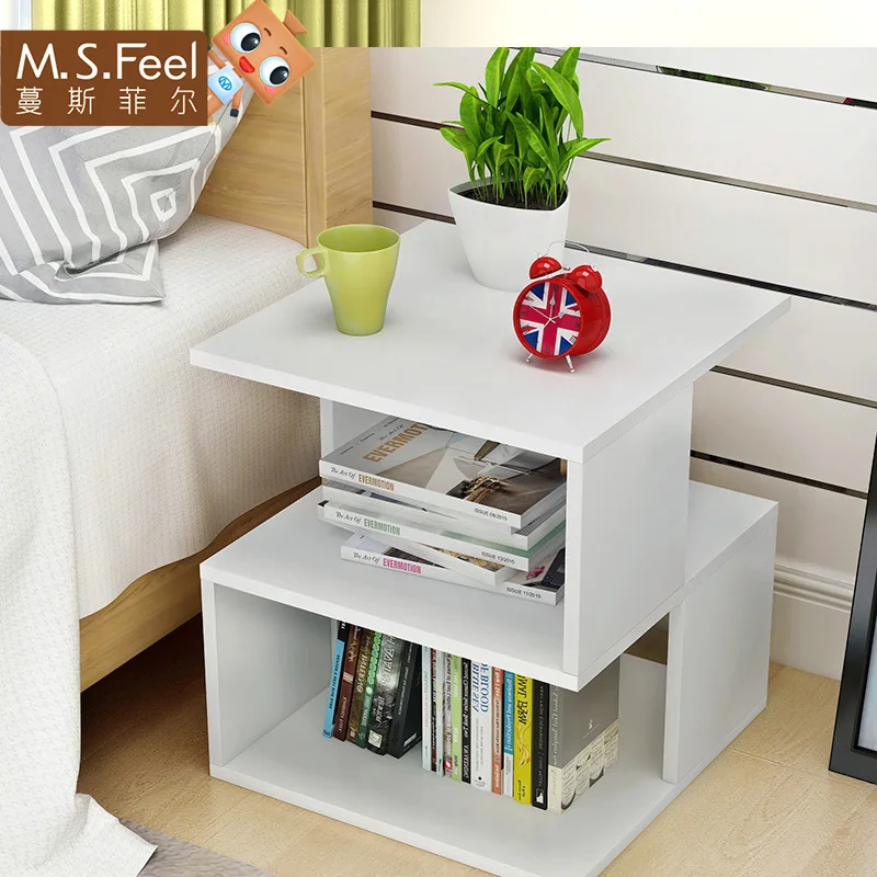 

Mini white Living Room Console Tables Furniture geometry Bedside cupboard wooden Small table 40*40*43CM waterproof reinforce