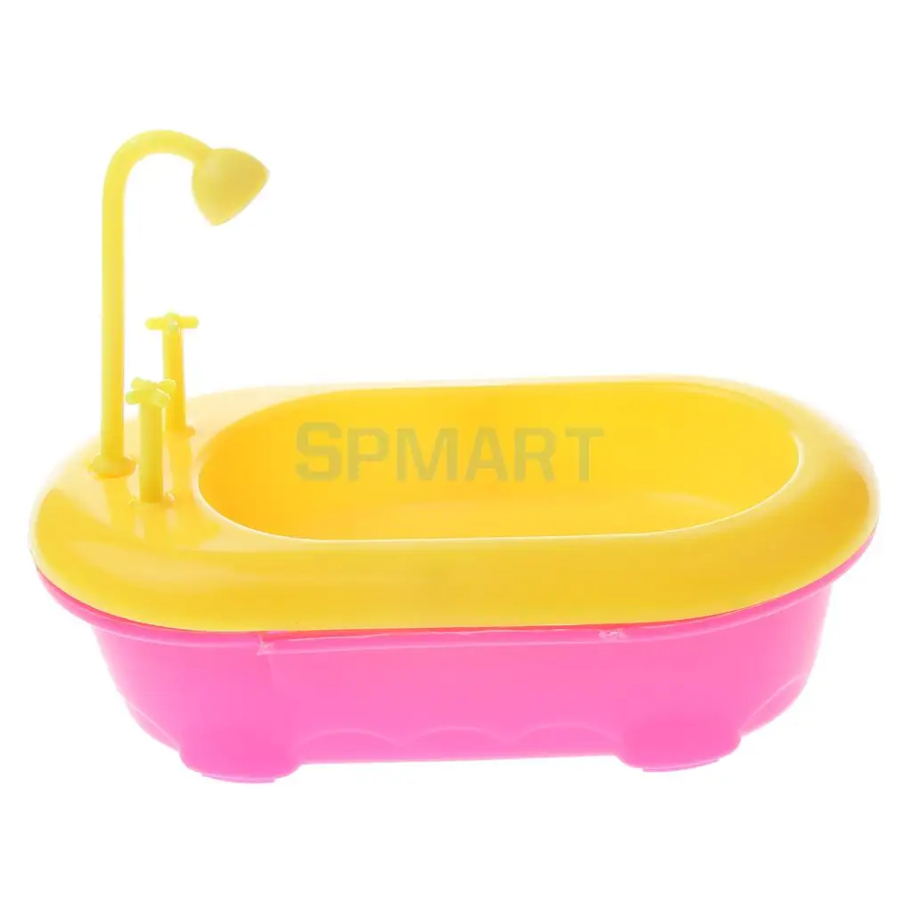 MagiDeal 1/6 Miniature MIni Bathtub+Toilet Model Dollhouse Furniture for 12 Inch Dolls Action Figures Accessory Children Toys